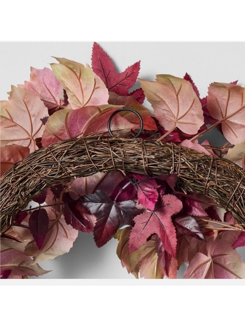 Studio McGee 24” Mixed Leaf Fall Leaf Wreath with Ribbon